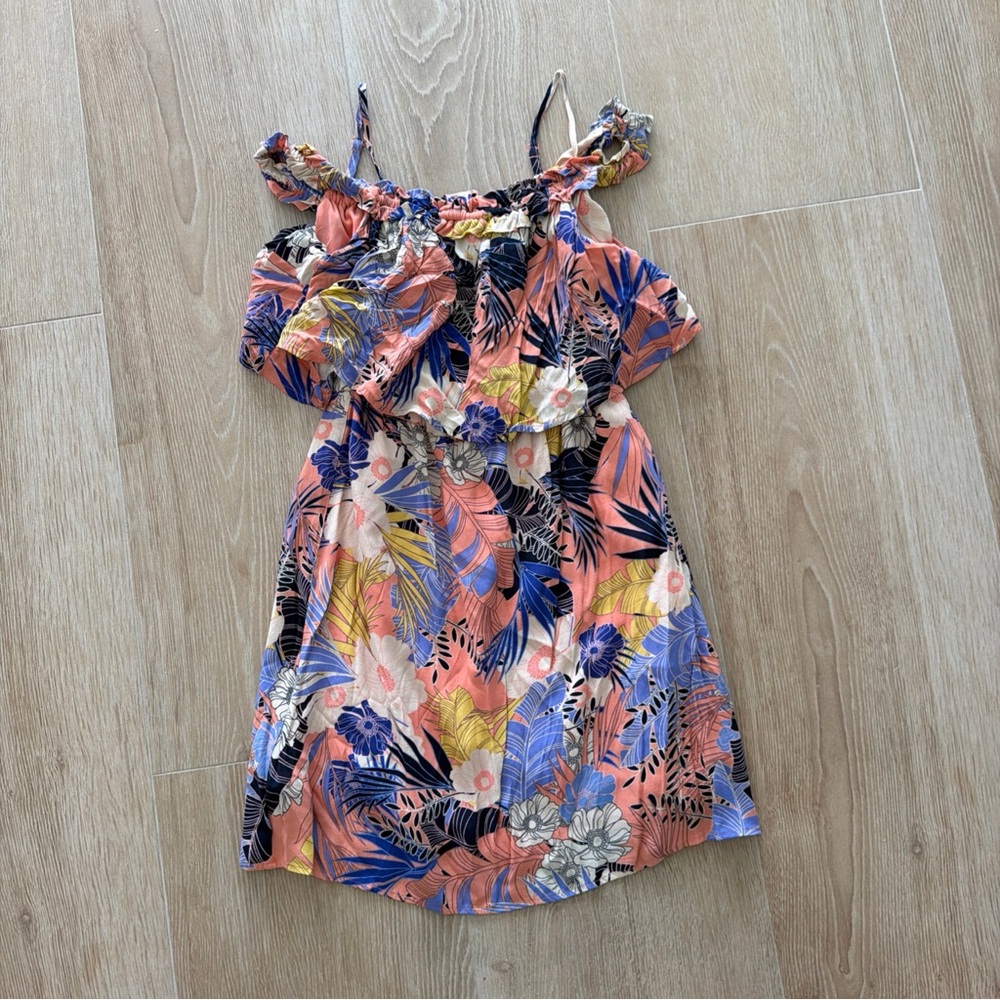 Sanctuary Floral Off-Shoulder Midi Dress - Pink, Blue, Yellow